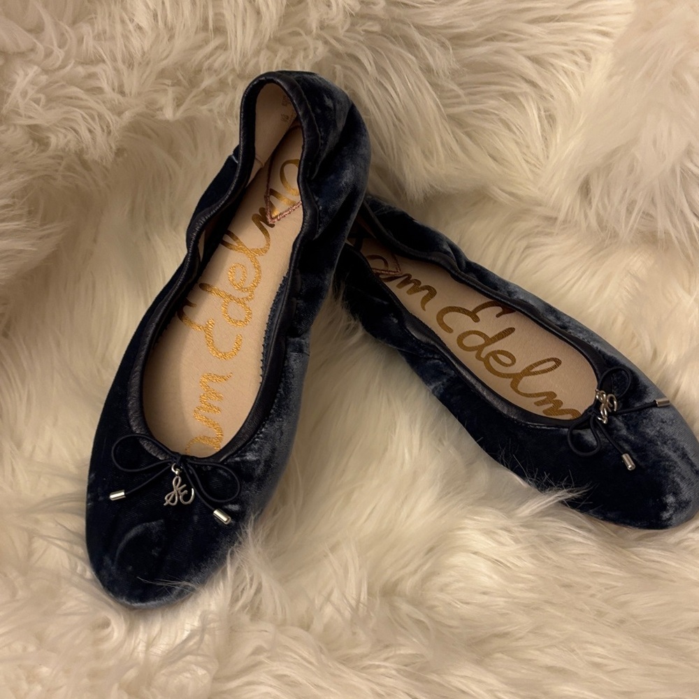 Sam Edelman Navy Velvet Ballet Flats
